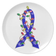 Syringomyelia Christmas Lights Ribbon Party Plates