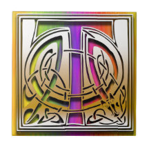 T Celtic Rainbow Custom Monogram Tile