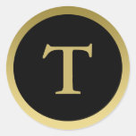 T :: Monogram T Elegant Gold and Black Sticker