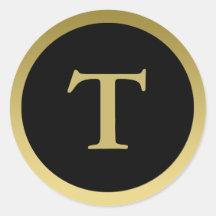 T :: Monogram T Elegant Gold and Black Sticker