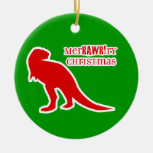 T-rex MerRAWRry Christmas Christmas Ornaments