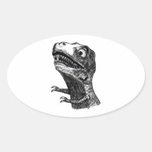 T-Rex Rage Meme - Oval Stickers