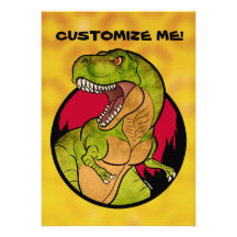 T-Rex red background Custom Invites