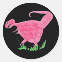 T Rex Round Stickers