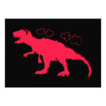 T-Rex Solid #FF0033 Custom Invitations