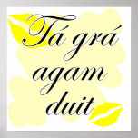 Tá grá agam duit - Irish Gaelic I love you posters