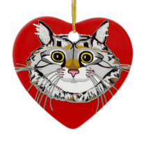 Tabby Cat Heart Ornament