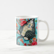 Tabby Cat on a Cushion Coffee Mugs