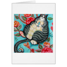 Tabby Cat on a Cushion Greeting Card
