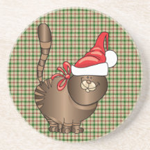 tabby cat santa coaster