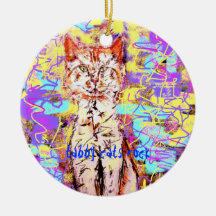 tabby cats rock popart christmas tree ornament