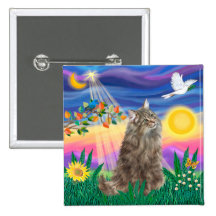 Tabby Norwegian Forest Cat - Twilight Buttons