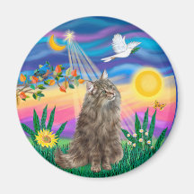 Tabby Norwegian Forest Cat - Twilight Refrigerator Magnet