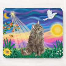 Tabby Norwegian Forest Cat - Twilight Mousepads