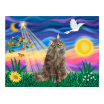 Tabby Norwegian Forest Cat - Twilight Post Card