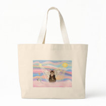 Tabby Tiger Cat Angel in Clouds Canvas Bags
