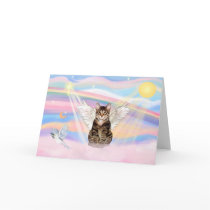 Tabby Tiger Cat Angel in Clouds