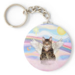 Tabby Tiger Cat Angel in Clouds keychains