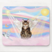Tabby Tiger Cat Angel in Clouds