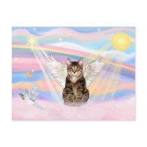Tabby Tiger Cat Angel in Clouds