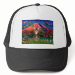 Tabby Tiger Cat - Mt Funi at Night Mesh Hat