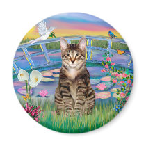 Tabby Tiger Cat - Sunrise Lilies Refrigerator Magnet