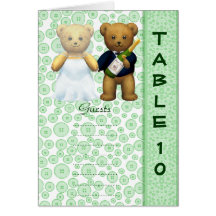 Table 10 number card Apple Teddy bear wedding peom