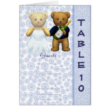 Table 10 number card Blue Teddy bear wedding peom
