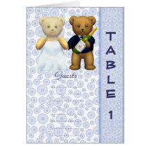 Table 1 number card Blue Teddy bear wedding peom