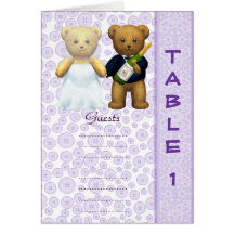 Table 1 number card Lilac Teddy bear wedding peom