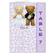 Table 7 number card Lilac Teddy bear wedding peom