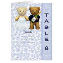 Table 8 number card Blue Teddy bear wedding peom