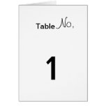 Table Number Greeting Cards