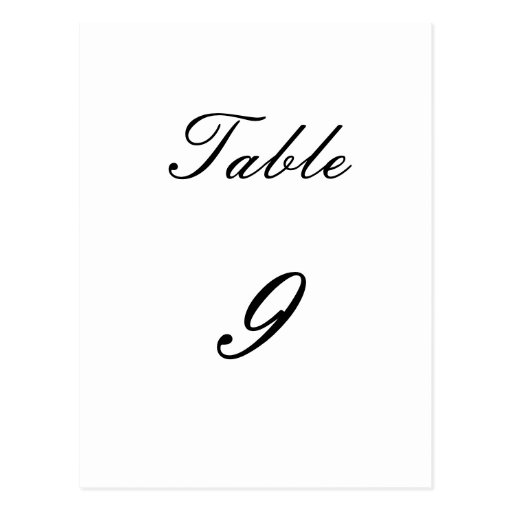 Table Number Post Cards