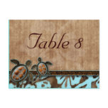 Table Number Postcard Beach Wedding Turtle Blue