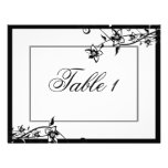 Table Number Wedding Card - Black White Blossoms Custom Invites