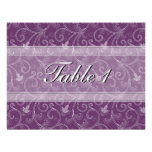 Table Number Wedding Card - Deep Purple Floral Announcements