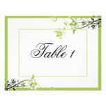 Table Number Wedding Card - Green White Blossoms Custom Announcement