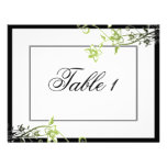 Table Number Wedding Card - Green White Blossoms Invites