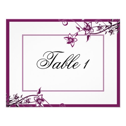Table Number Wedding Card - Sangria White Blossoms Personalized Invite