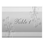 Table Number Wedding Card - Silver Floral Personalized Announcement