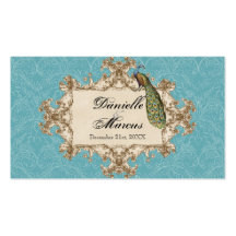 Table Seating - Blue Vintage Peacock & Etchings Business Card