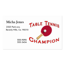 Table Tennis Champion Business Card Template