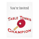Table Tennis Champion Custom Invitation