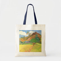 Tahitian Landscape, Mountains Tahiti, Paul Gauguin Tote Bags