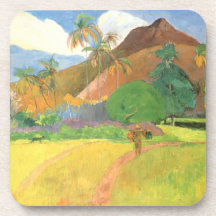 Tahitian Landscape, Mountains Tahiti, Paul Gauguin Beverage Coaster