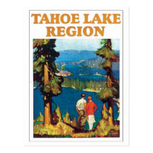 Tahoe Lake Region Travel Poster Postcard
