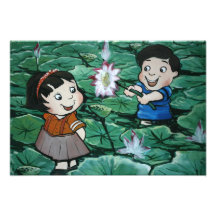 Taiwanese children in lily pond photo art