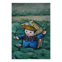 Taiwanese girl in lily pond photo art