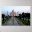 Taj Mahal at daybreak posters